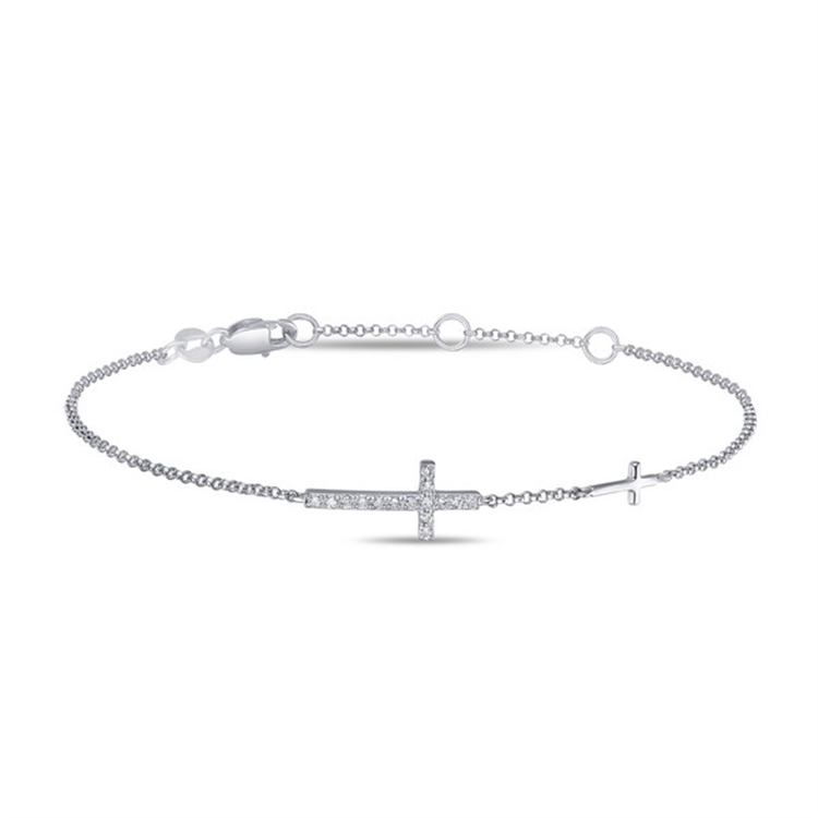 14k White Gold Diamond Cross Bracelet – Dublin Village Jewelers (OH)